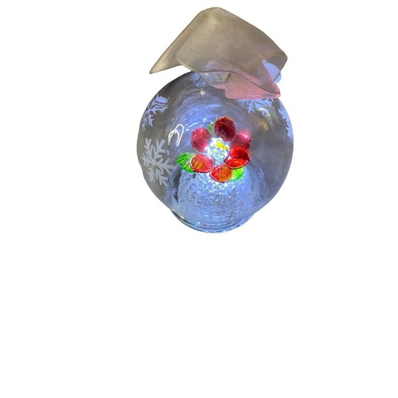 Handblown Glass Globe Ornament LED ChangingColor or Solid Light Flower NEW BATT - Picture 2 of 15